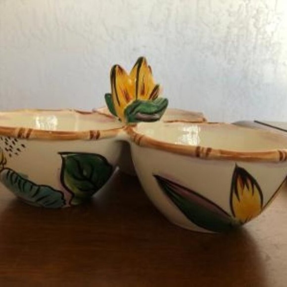 Clay Art Sunflower Condiment Bowl